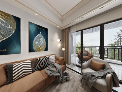 深圳湾公馆-150.45㎡-美式风效果图