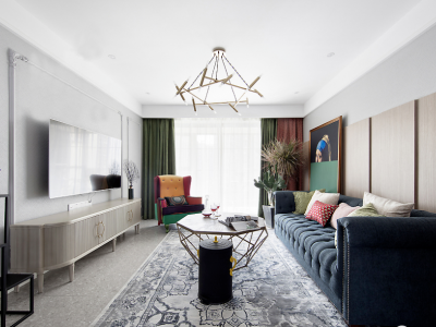 龙湖春江郦城美式风格117平米三室两厅装修案例