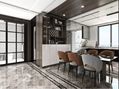 华厦·江城115平三房两厅现代轻奢风格装修案例