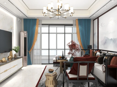 宏达·山水华庭121平三房两厅新中式风格装修案例