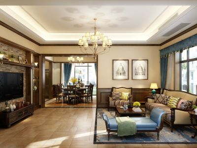 碧桂园泊林-255㎡-轻奢风效果图