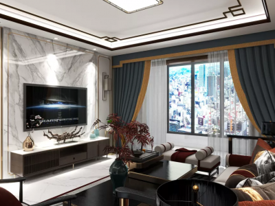 安泰花园130平四房两厅新中式风格装修案例