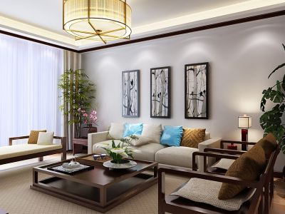 丰源汇杰雅苑-142㎡-新中式风效果图