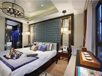 东城蓝郡128平米新中式风格三居装修案例