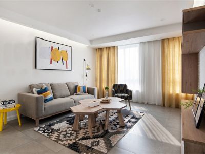 绿地时代嘉苑三期90平米现代风二居装修案例