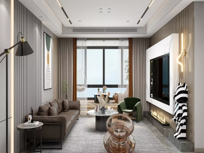 昌龙世纪中央125平米三房两厅轻奢风格装修案例