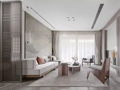 华润二十四城-128㎡-新中式风效果图