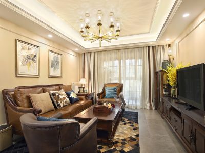 保利东江首府-125㎡-美式风效果图