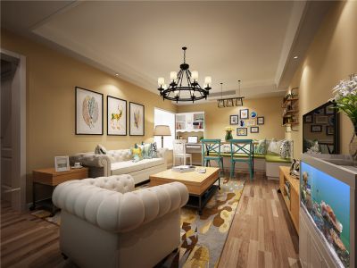 公园盛世114平美式风格三居室装修案例