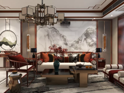 紫云园-140㎡-新中式风效果图