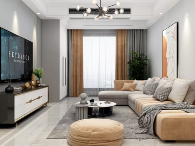 天保月荣轩-108㎡-现代风效果图