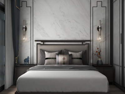 金峰皇庭文郡80新中式风格平三居装修案例