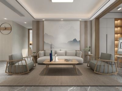 中国铁建西派金沙-134㎡-新中式风效果图