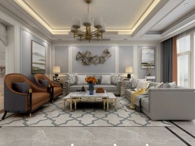 首创禧瑞光华-320㎡-美式风效果图