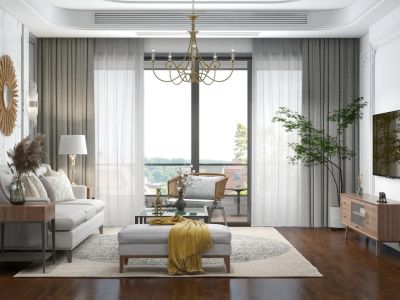 电建地产洺悦府-125㎡-美式风效果图