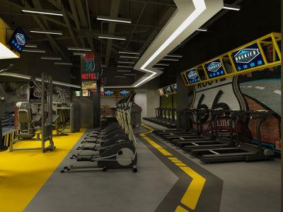 健身房-526㎡-混搭风效果图