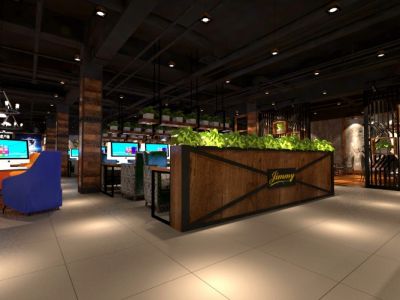 网吧-308㎡-混搭风效果图