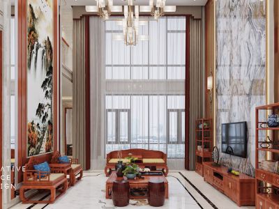 万科红树东岸-950㎡-中式风效果图