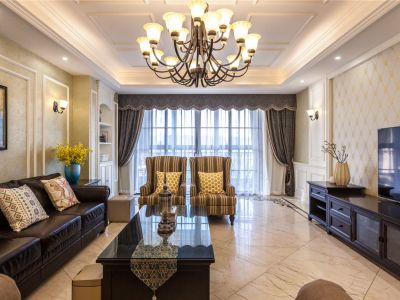 盛世金鼎-125㎡-美式风效果图