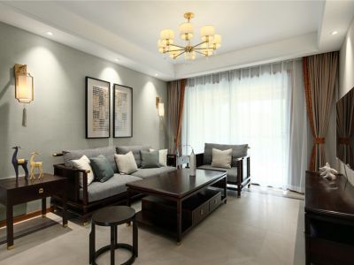 清华园-112㎡-新中式风效果图