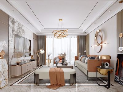 中达宜居荷苑-1000㎡-轻奢风效果图