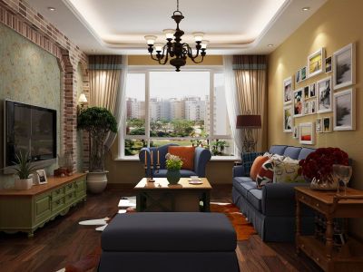 昊宇山海湾-85㎡-美式风效果图