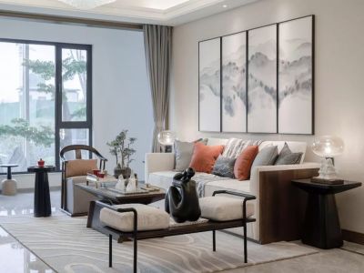 盛景豪庭-92㎡-新中式风效果图