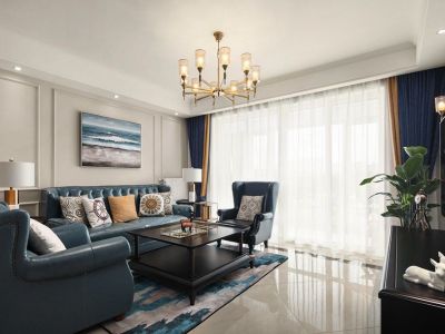 上东红郡98平米美式风格三居室装修案例