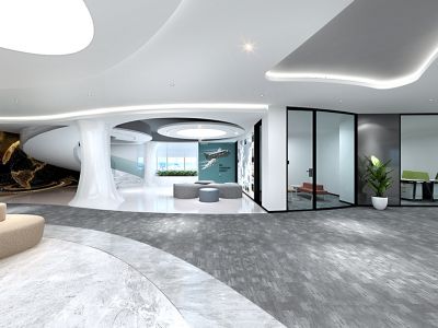 科技公司办公室-300㎡-现代风效果图