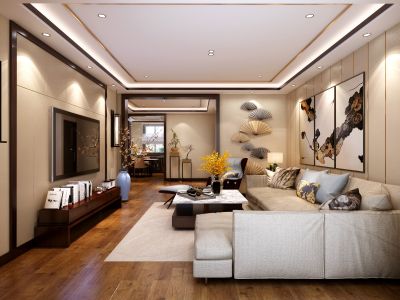 巴中碧桂园中式风格148平米三居室装修案例