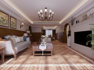 山河一品251平美式风格装修案例