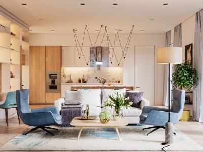 山水湾-135㎡-北欧风效果图