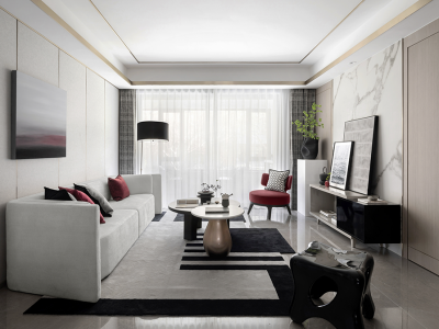 保利花园-98㎡-中式风效果图