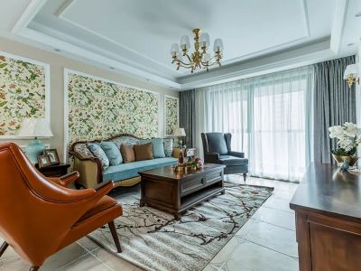 万城花开127平米美式三居装修案例