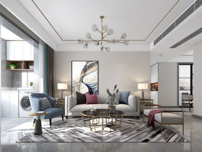 都悦里100㎡三居室现代风格装修案例