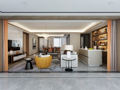 一方天鹅湖120㎡四居室新中式风格装修案例