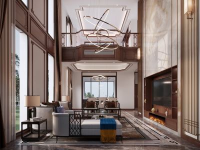 枫洋五号400㎡别墅中式风格装修案例