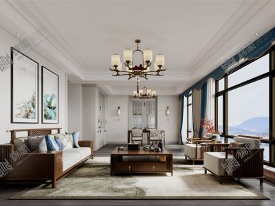 当代艺术194平四居室混搭风格装修案例