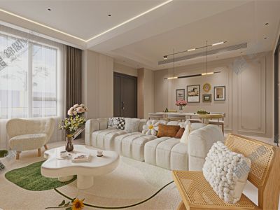 远洋保利悦和山海200平米别墅奶油风格装修案例