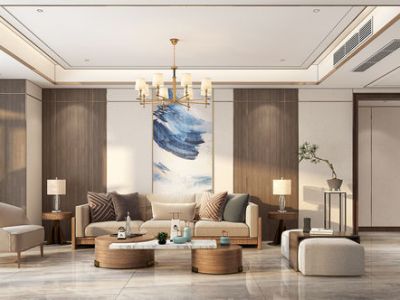 西港碧水湾-148㎡-中式风效果图