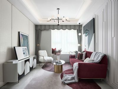 曲江美好时光-78㎡-轻奢风效果图