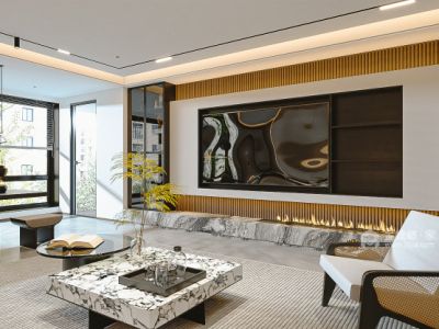 绿地中心292平四居室现代风格装修案例