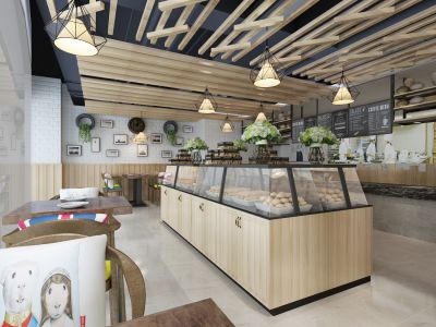 面包店装修-80㎡-现代风效果图