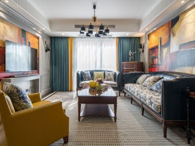 保利时光印象-115㎡-混搭风效果图