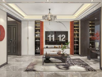 西北旺家属楼-147㎡-中式风效果图