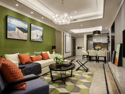 龙凤花园94平米现代风格三室两厅装修案例