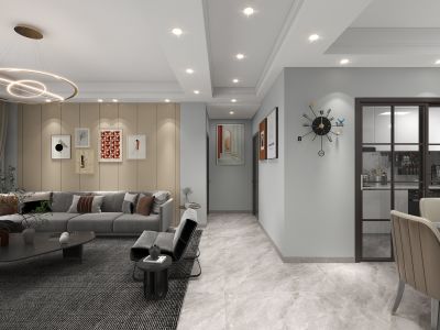 龙市新农贸市场126平现代风格装修案例