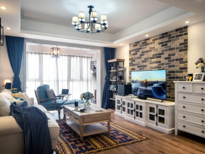 电建洺悦华府-101㎡-地中海风效果图