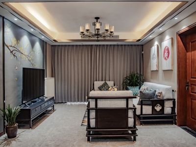 龙湖江与城-113㎡-新中式风效果图