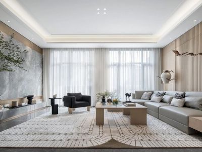 翡翠国际花苑-139㎡-新中式风效果图